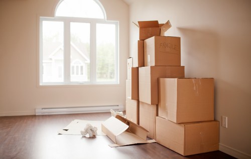 Packed boxes and furniture ready for a London house removal