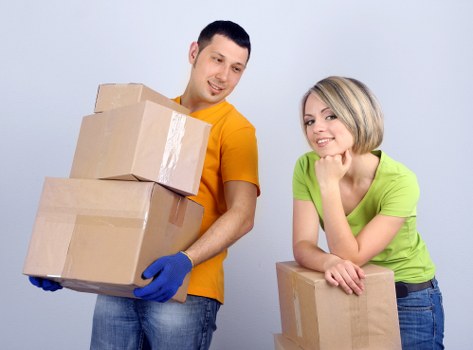 Packed household boxes ready for a home removal in London