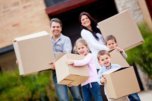 Commercial moving team handling office equipment in London