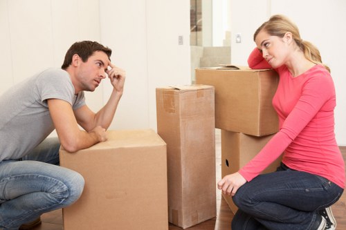 Boxes and furniture prepared for a London house move