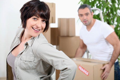 Office relocation materials and equipment ready for transport in London