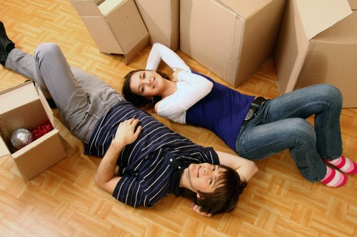 Removal van loaded with boxes for a flat move in London