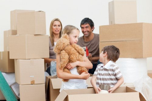 Packed boxes and furniture ready for transport during a London removal