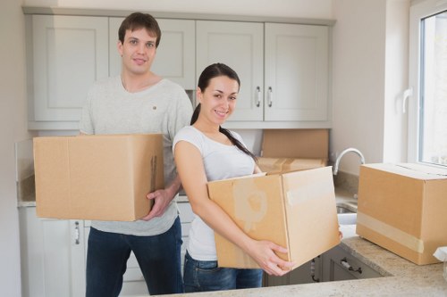 Professional house removalists carrying items down stairs in London